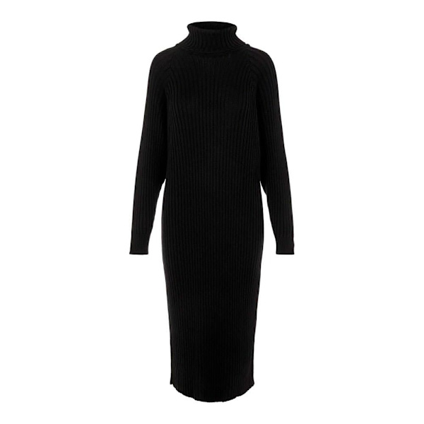 Yas Mavi Roll Neck Langærmet Midi-kjole Sort L Kvinde