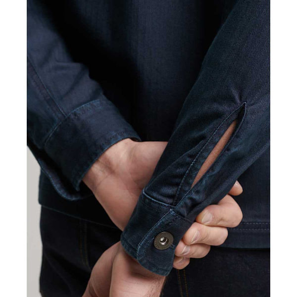 Superdry Merchant Herringbone Skjorta Med Långa ärmar Blå 2XL Man