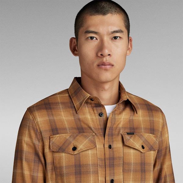 G-star Lang ærmet Skjorte Marine Slim Fit Brun XL Mand