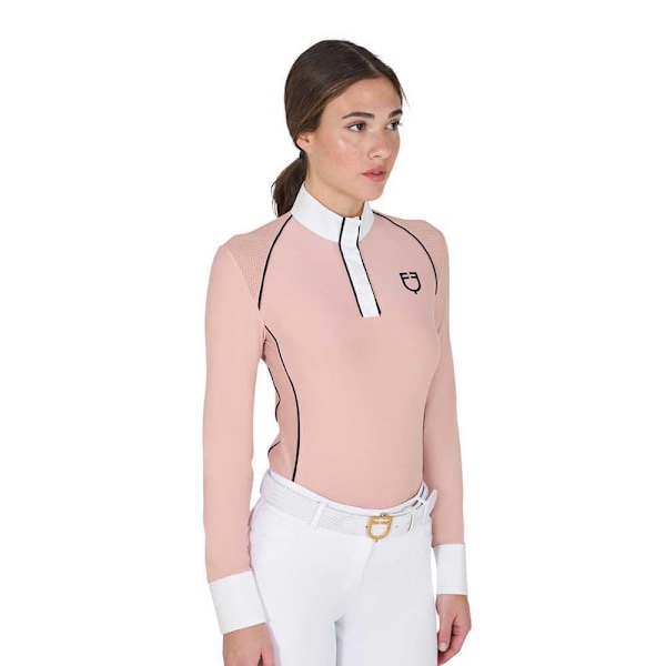 Equestro Mesh Insert Pikétröja Med Lång ärm Rosa S