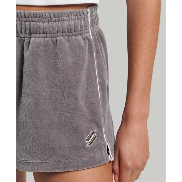 Superdry Shorts Code Sl Velour Grå XS Kvinde