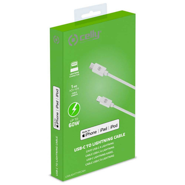 Celly Usb-c To Lightning 1m Transparent