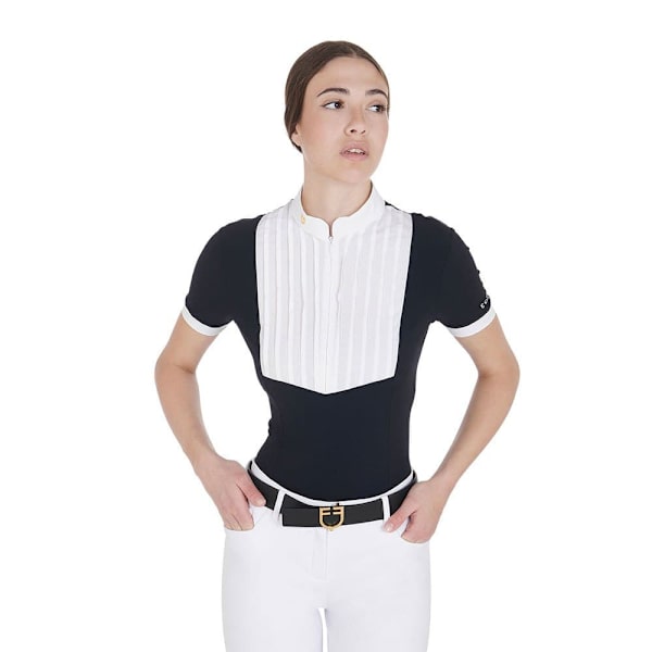 Equestro Fit Pleated Cotton Kortärmad Polotröja  S