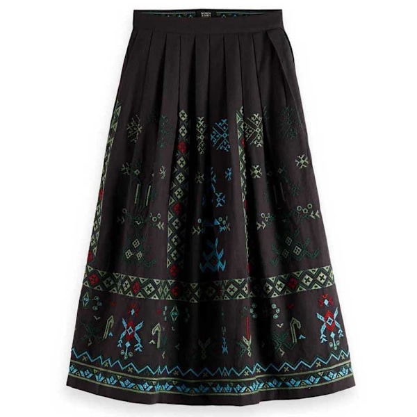 Scotch & Soda Midi Nederdel Geo Embroidered Sort L Kvinde