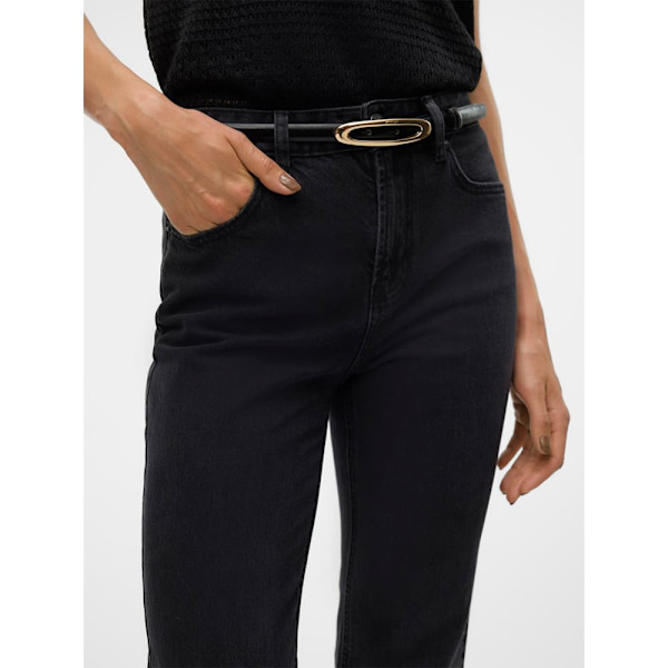 Vero Moda Tessa Straight Li134 Højtaljede Jeans Sort 26 / 30 Kvinde
