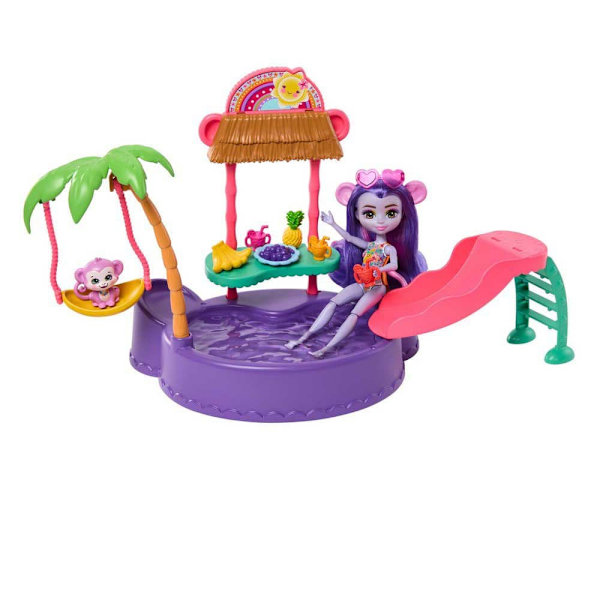 Enchantimals Abe Med Pool Og Tilbehør Minidukke Sunshine Island Rosa