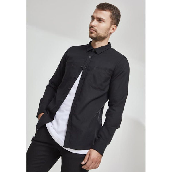 Urban Classics Basic Skjorte Flanell Sort L Mand