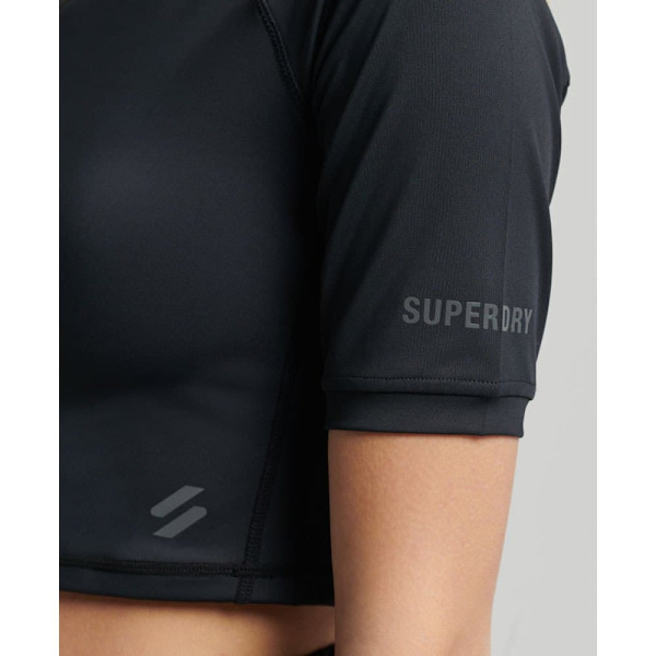 Superdry T-shirt Run 3/4 Tight Crop Sort XL Kvinde
