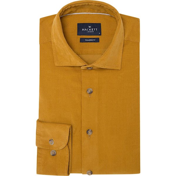Hackett Smart Babycord Pitkähihainen Kauluspaita Keltainen M Mies