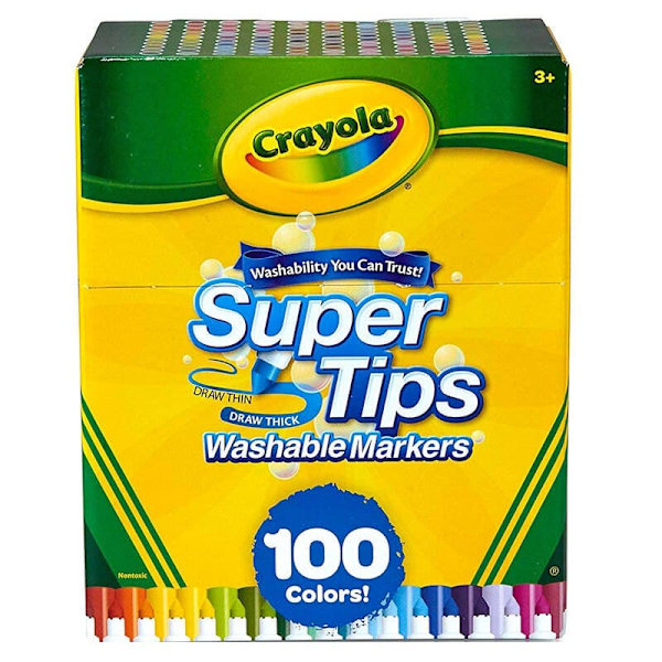 Crayola Uppsättning 100 Super Tips Super Tips Tvättbara Markörer Flerfärgad