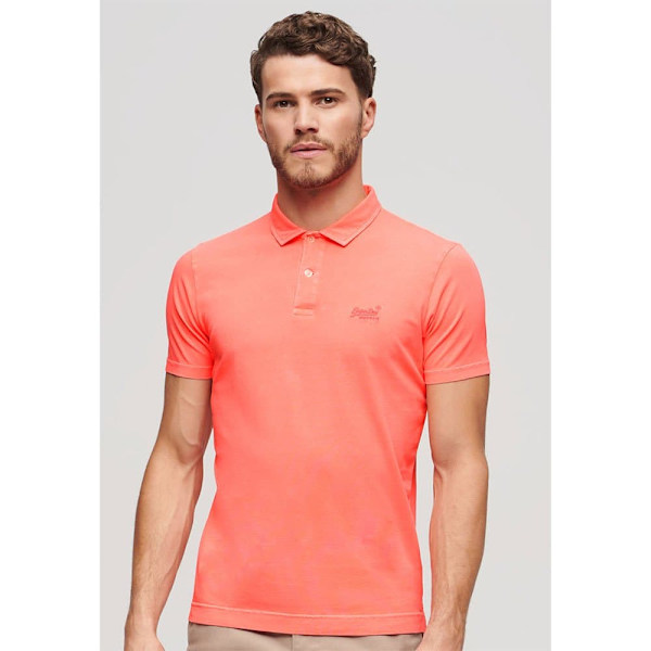 Superdry Essential Logo Neon Kortärmad Polotröja Orange M Man