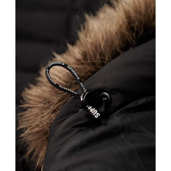 Superdry Fuji Faux Fur Longline Takki Musta XS Nainen
