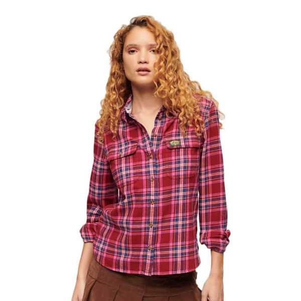 Superdry Lumberjack Check Flannel Overtrøje Rød 2XS Kvinde