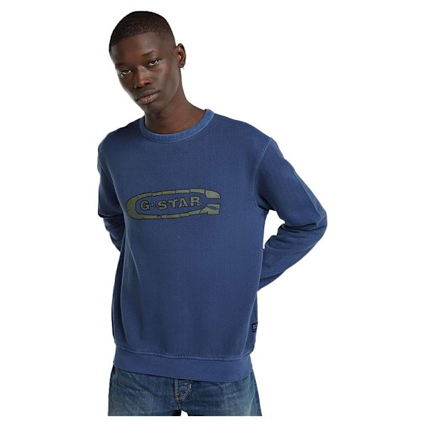 G-star Destroyed G Logo Washed Tröja Blå S Man