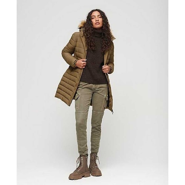 Superdry Pufferjacka Fuji Mid Length Grönt 2XS Kvinna