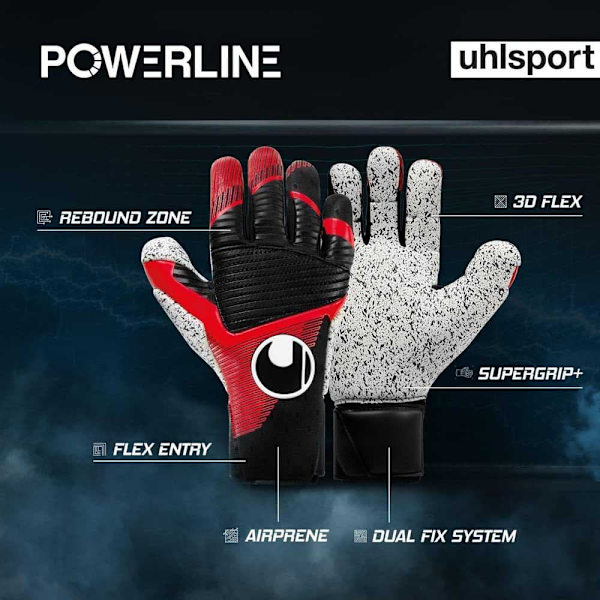 Uhlsport Målmandshandsker Powerline Supergrip+ Reflex Rød,Sort 11
