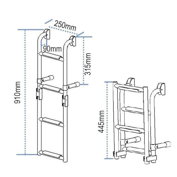 Lalizas Folding Transom Mount Søvfarvet 2+2 Steps