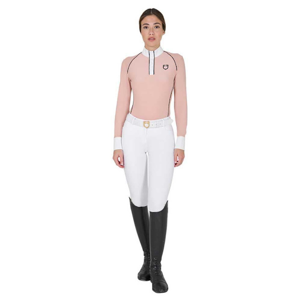 Equestro Mesh Insert Pikétröja Med Lång ärm Rosa S