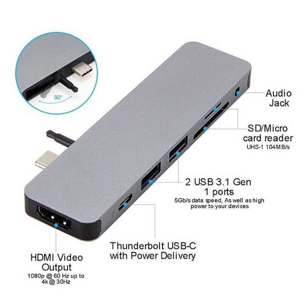 Hyper Drive Solo Hub For Macbook Pc & Usb-c Devices Svart