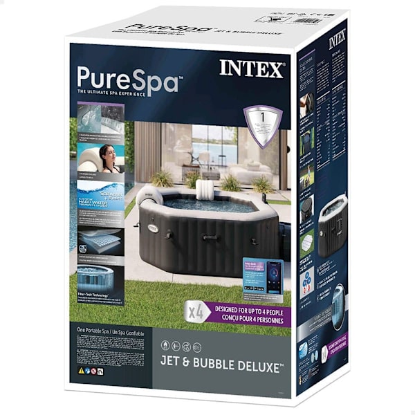 Intex Bubble Massage Jets Deluxe Jacuzzi Purespa Svart 795 Liters