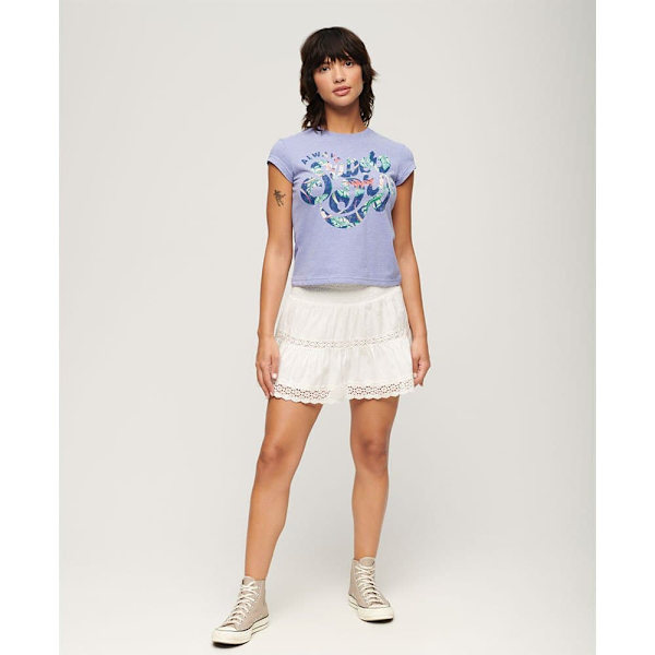 Superdry Floral Scripted Lyhythihainen T-paita Violetti XS Nainen