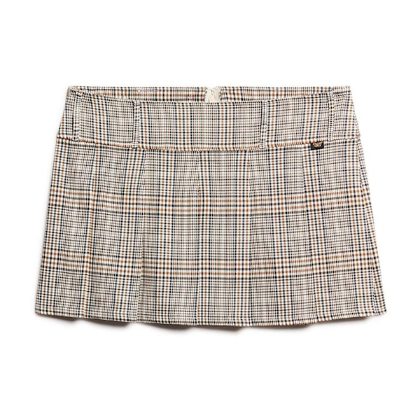 Superdry Low Rise Pleated Kort Kjol Beige M Kvinna
