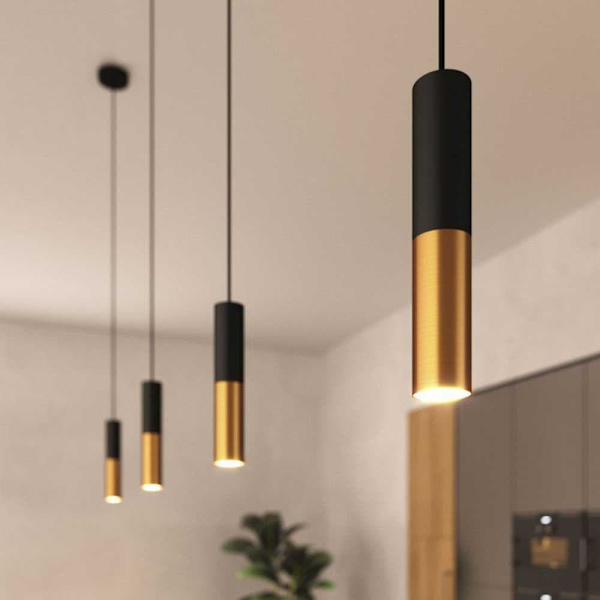 Creative Cables Hængende Lampe Textil Doble Tub-e14 Gylden