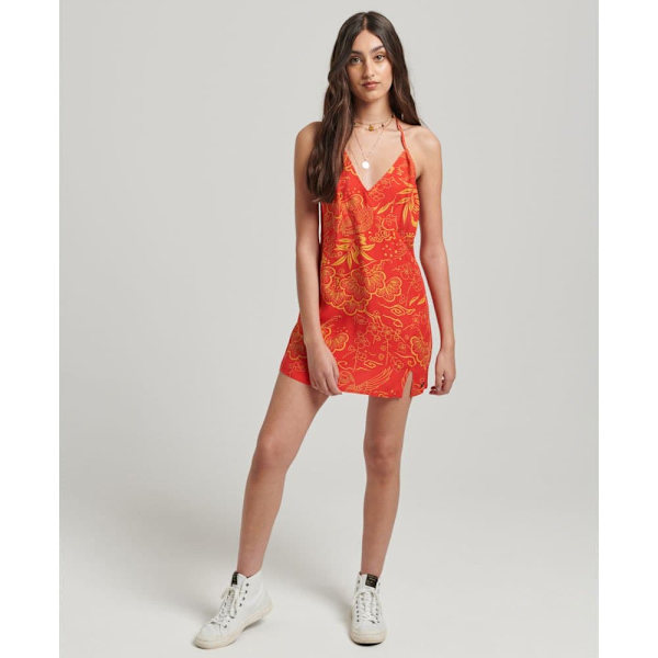 Superdry Kjole Vintage Mini Slip Halter Rød XS Kvinde