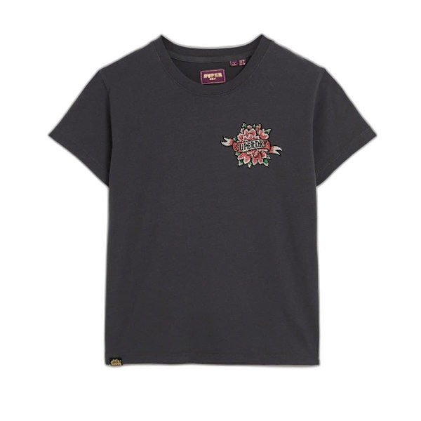 Superdry Lyhythihainen T-paita Tattoo Rhinestone Fitted Harmaa XS Nainen