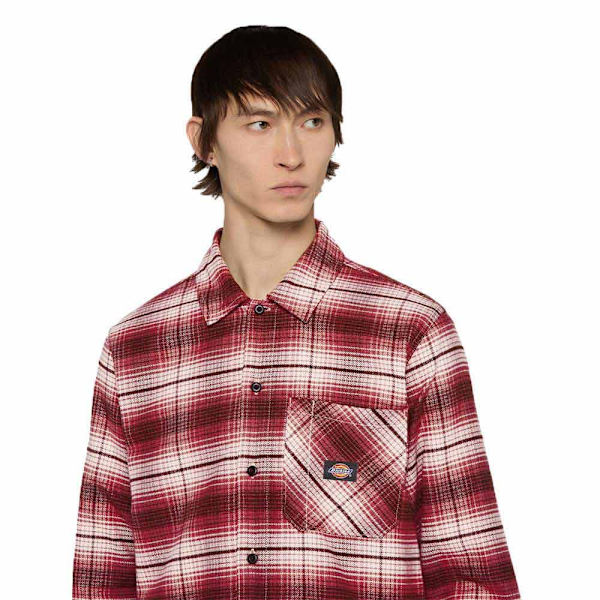 Dickies Forest Check Skjorte Med Lange ærmer Rød L Mand