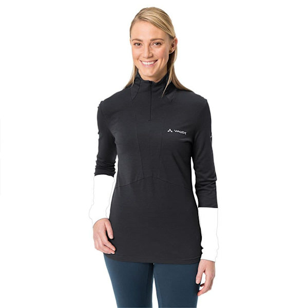Vaude Monviso Wool Halv Dragkedja Långärmad T-shirt Svart 42 Kvinna