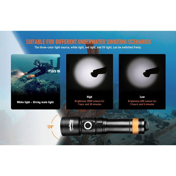 Orcatorch Ficklampa D Video Triple 710v Silver 2000 Lumens