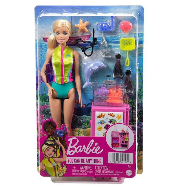 Barbie Voit Olla Blondi Meribiologi-nukke Monivärinen