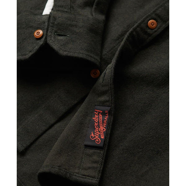 Superdry Lang ærmet Skjorte Flannel Workwear Sort S Mand