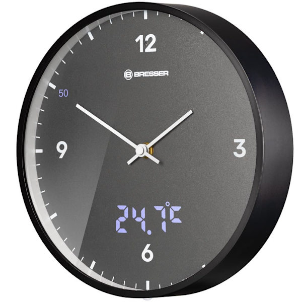 Bresser Led Væg Ur Temperatur Display Mytime Blå