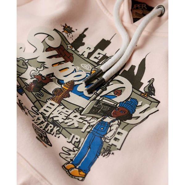 Superdry New York Vl Graphic Huvtröja Rosa M Kvinna