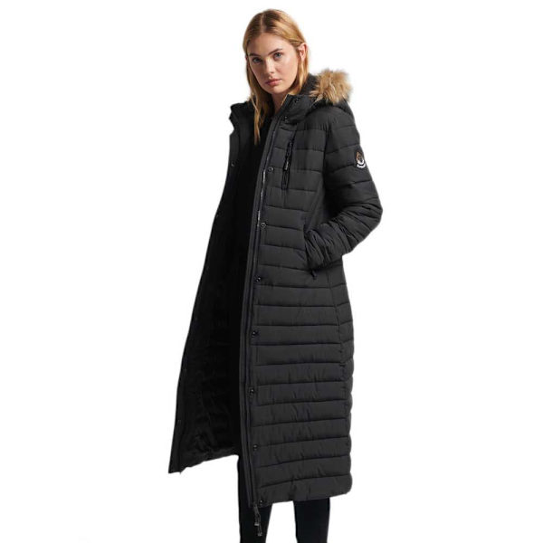 Superdry Jakke Super Long Line Fuji Sort XS Kvinde