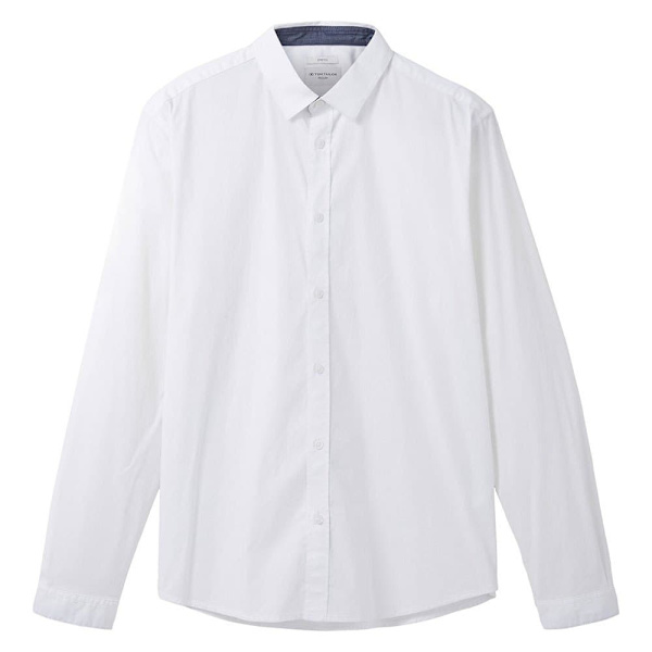 Tom Tailor Skjorte 1037435 Stretch Poplin Hvid M Mand