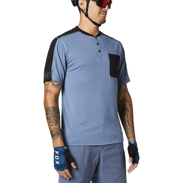 Fox Racing Mtb Ranger Drirelease® Henley T-shirt Med Korta ärmar Blå S Man