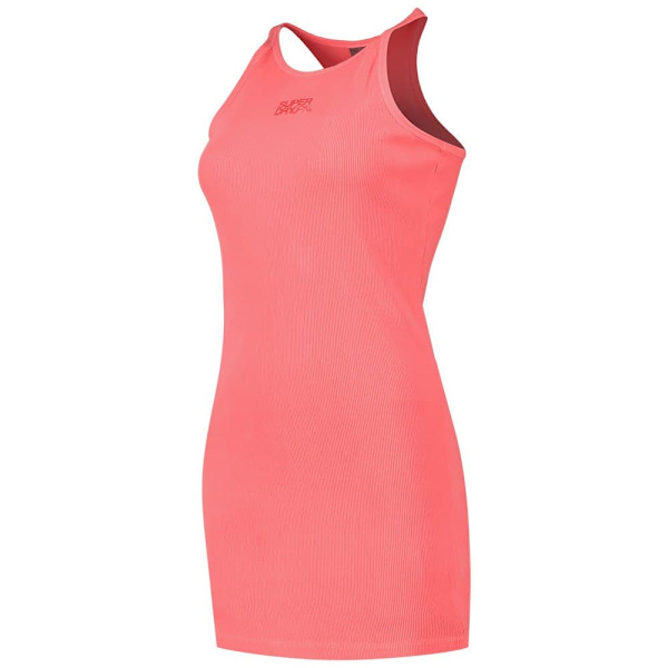 Superdry Embroidered Rib Racer ærmeløs Kort Kjole Rosa S Kvinde