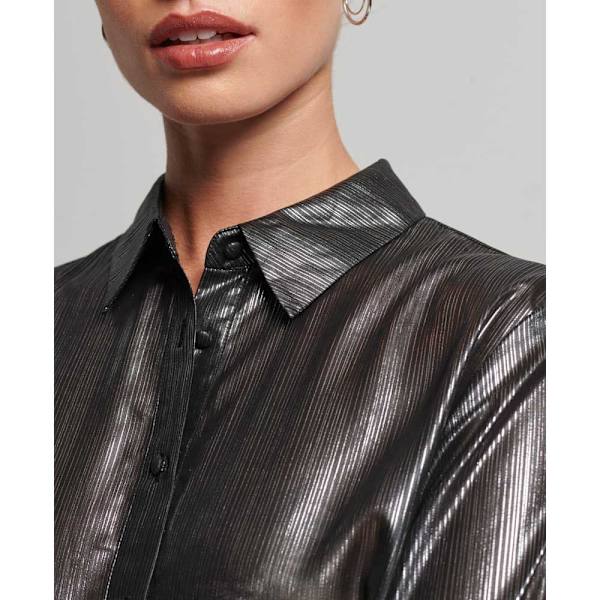 Superdry Studios Sparkle Pitkähihainen Kauluspaita Musta XS Nainen
