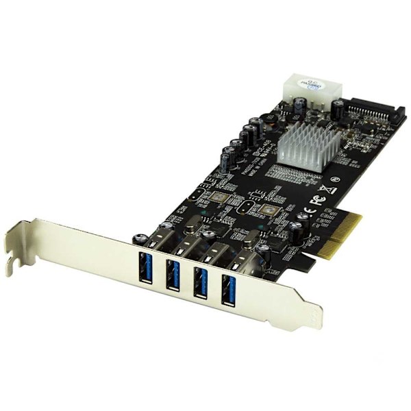 Startech Pcie 4 Port Usb 3.0 Sata Molex Uasp Sort