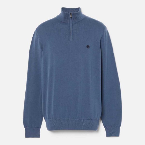 Timberland Williams River Cotton Yd Halv Lynlås Sweatshirt Blå M Mand