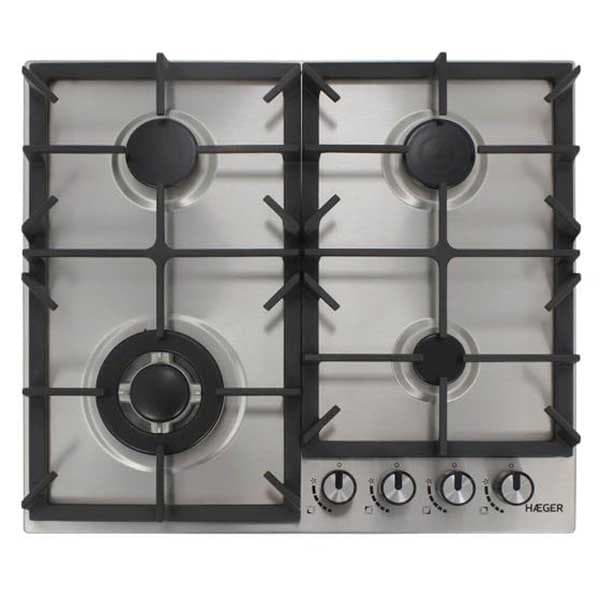 Haeger Gaskogeplade Pg-4gi.005a Wok 60 Cm 4 Brændere Søvfarvet Rustfrit stål