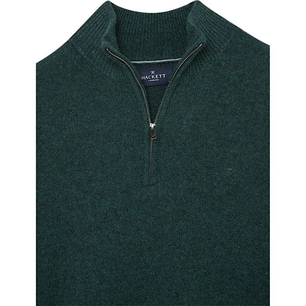 Hackett Lambswool Halv Dragkedja Tröja Grönt XL Man