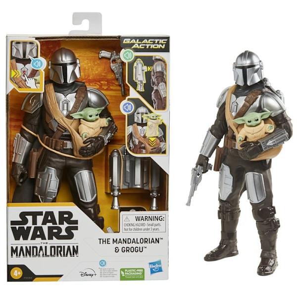 Star Wars Galactic Action The Electrónicas Interactives Figur Mandalorian & Grogu Gylden