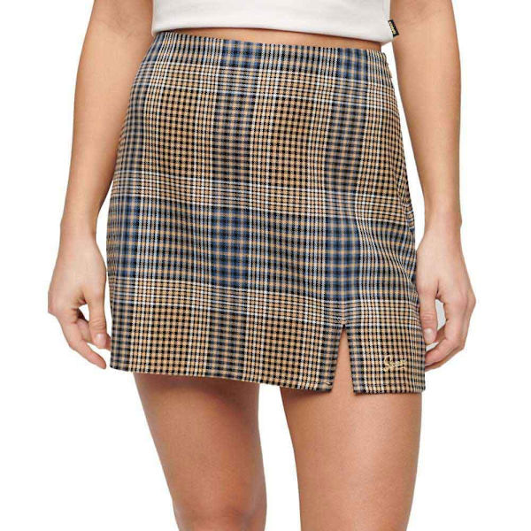 Superdry Check Kort Kjol Brun L Kvinna
