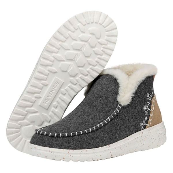 Hey Dude Denny Wool Faux Shearling Skor Grå EU 40 Kvinna