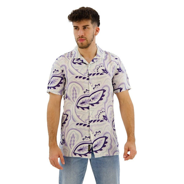 Superdry Open Collar Print Kortærmet Skjorte Grå XL Mand