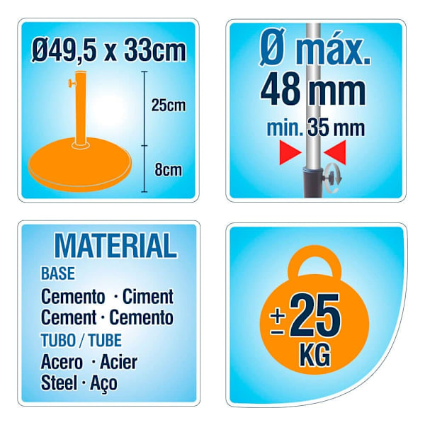 Aktive Rund Bas Paraplycement 35-48 Mm Svart 49.55 x 33 cm